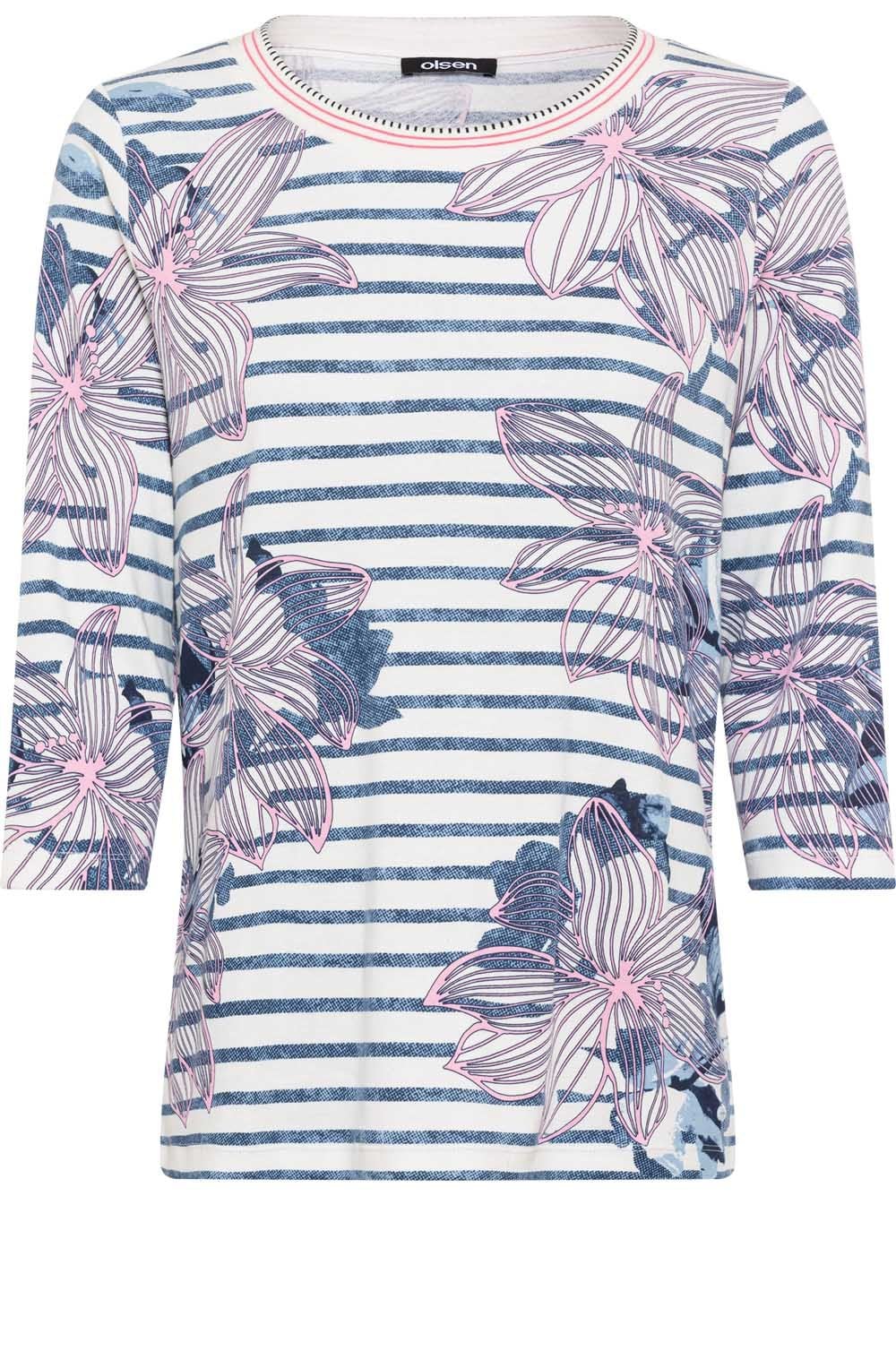 Ink Blue and Pink Floral Hannah Top