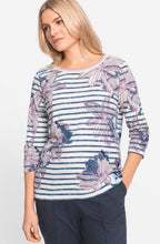 Ink Blue and Pink Floral Hannah Top