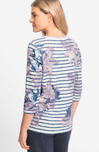 Ink Blue and Pink Floral Hannah Top