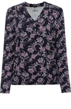 Ink Blue and Powder Rose Floral Top