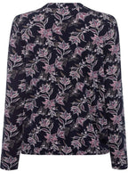 Ink Blue and Powder Rose Floral Top