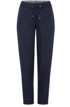 Ink Blue Ankle Length Linen Trousers