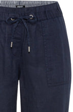 Ink Blue Ankle Length Linen Trousers
