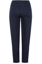 Ink Blue Ankle Length Linen Trousers