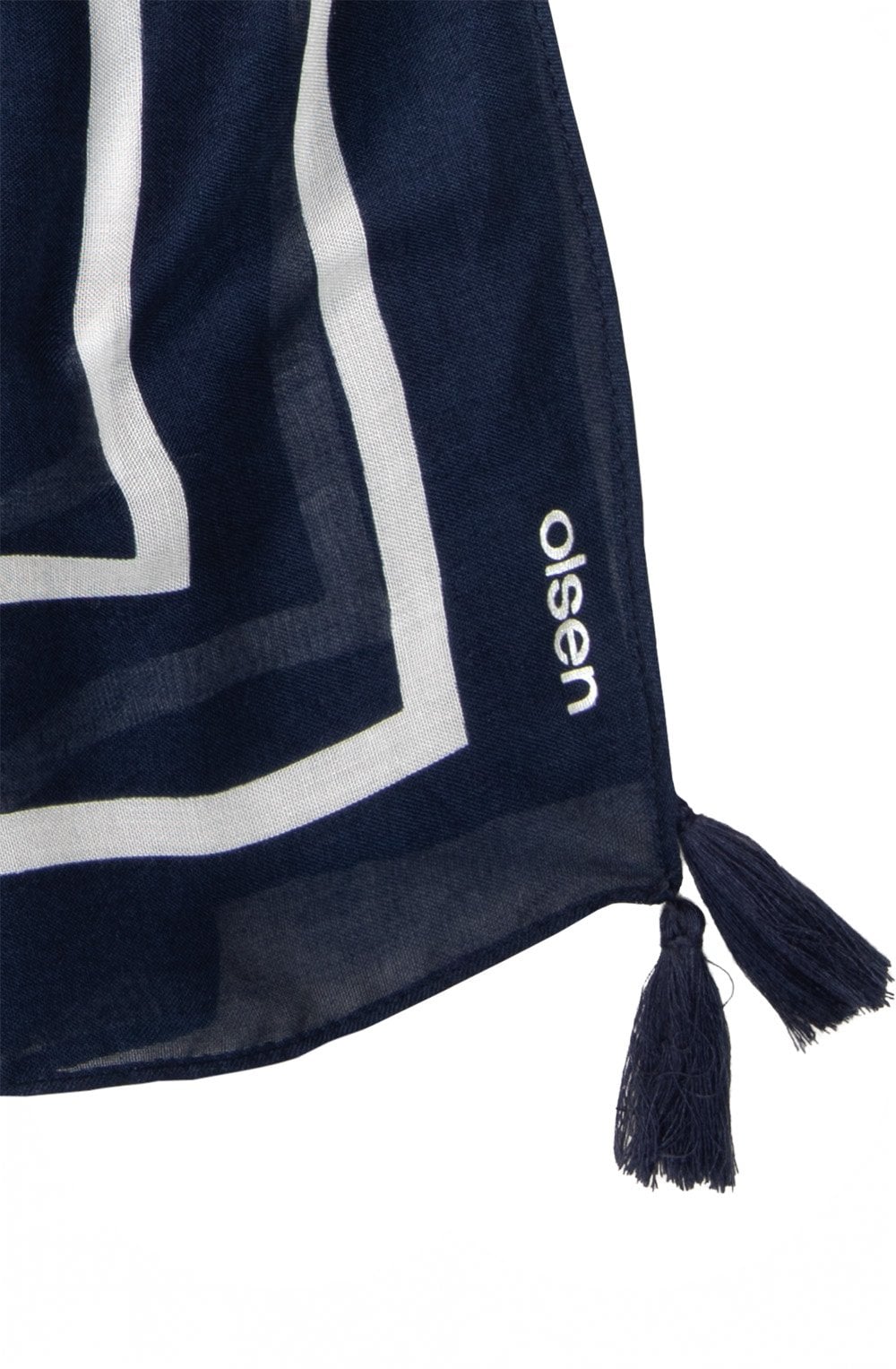 Ink Blue Back In Bloom Tasselled Scarf