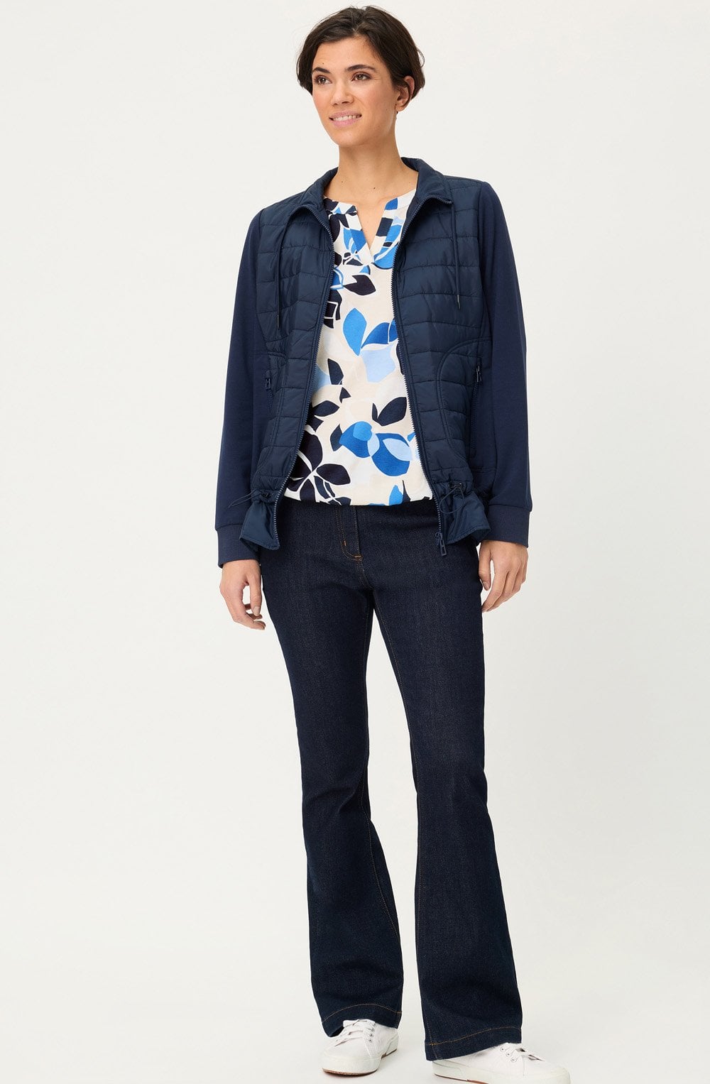Ink Blue Bold Print Elasticated Hem Clara Top