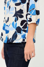 Ink Blue Bold Print Elasticated Hem Clara Top