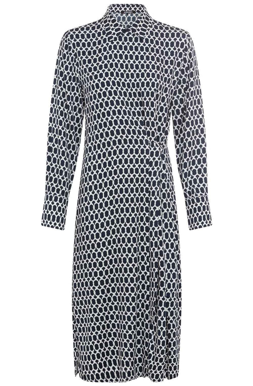Ink Blue Bold Print Tie Detail Dress
