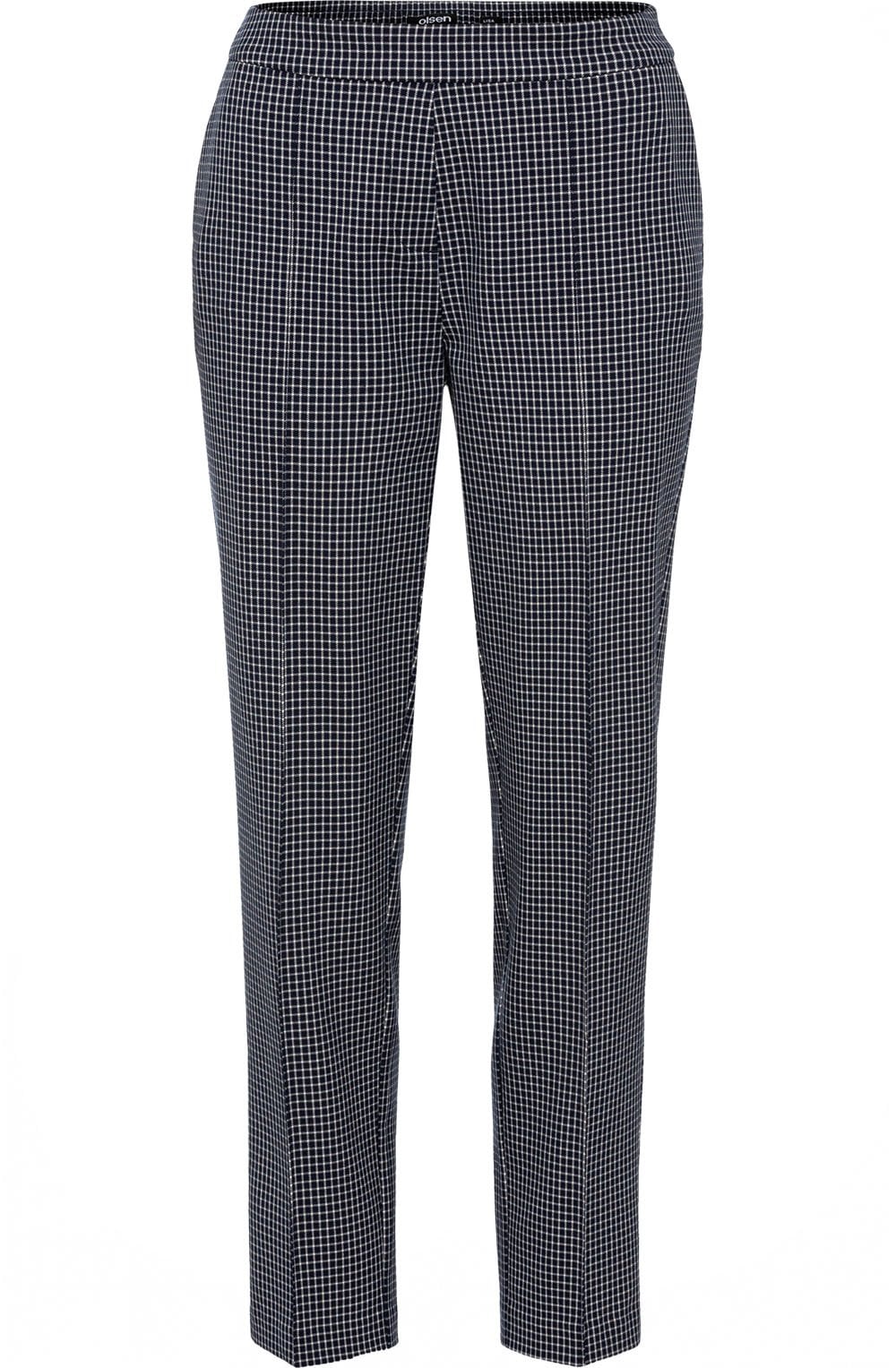Ink Blue Checked Lisa Straight Trousers