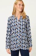 Ink Blue Circle Pattern Loose Blouse