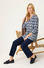 Ink Blue Circle Pattern Loose Blouse