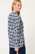 Ink Blue Circle Pattern Loose Blouse