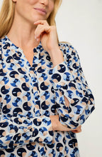 Ink Blue Circle Pattern Loose Blouse