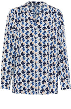 Ink Blue Circle Pattern Loose Blouse