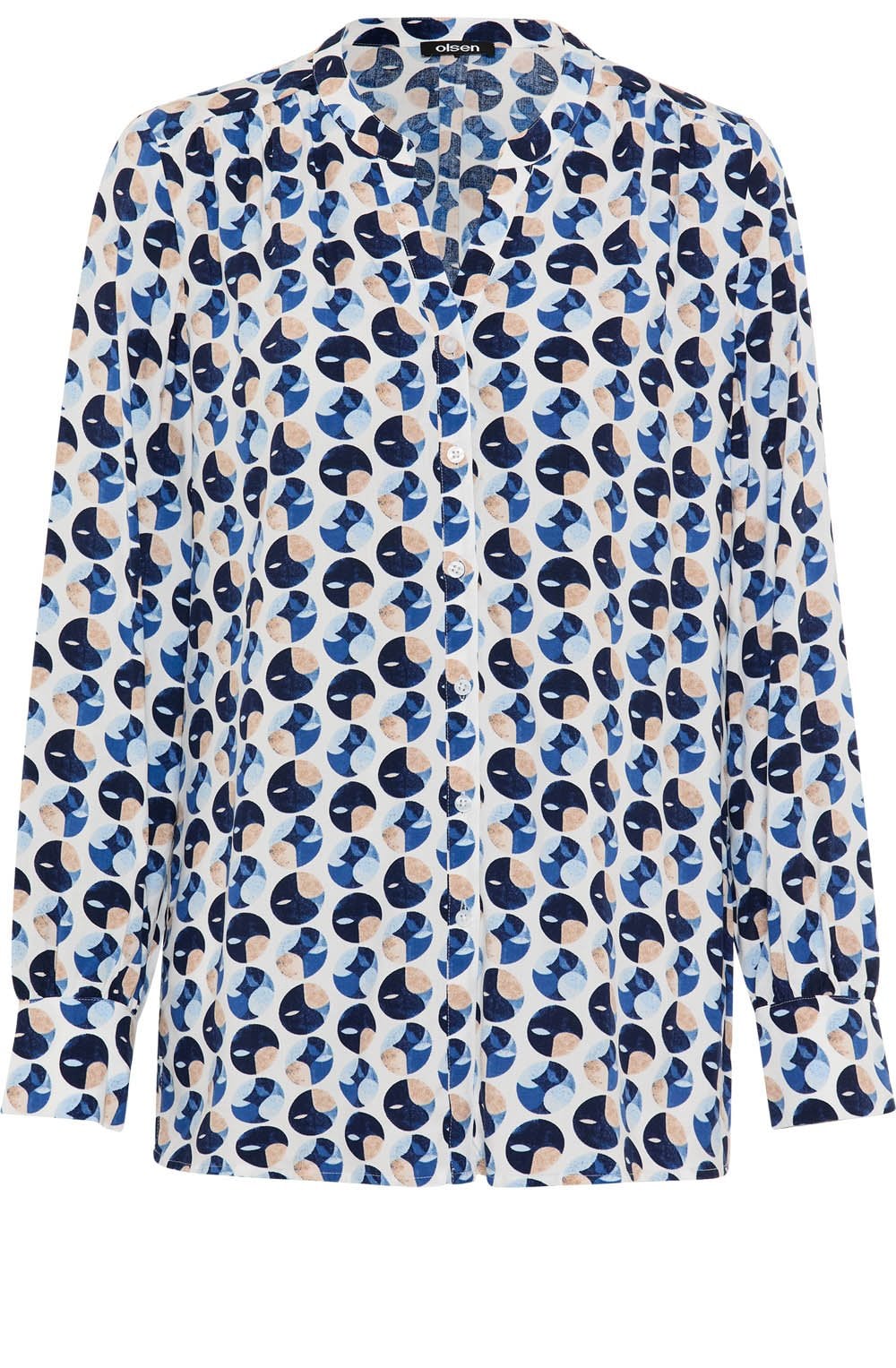 Ink Blue Circle Pattern Loose Blouse
