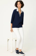 Ink Blue Contrast Collar Hannah Polo Top