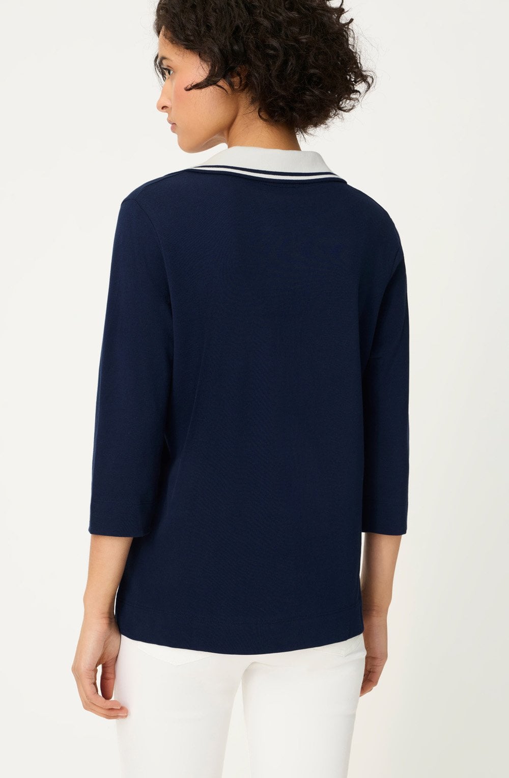 Ink Blue Contrast Collar Hannah Polo Top