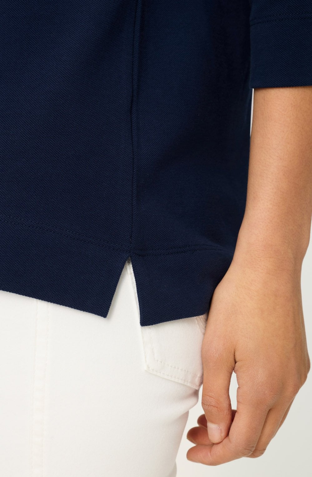 Ink Blue Contrast Collar Hannah Polo Top