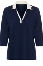 Ink Blue Contrast Collar Hannah Polo Top
