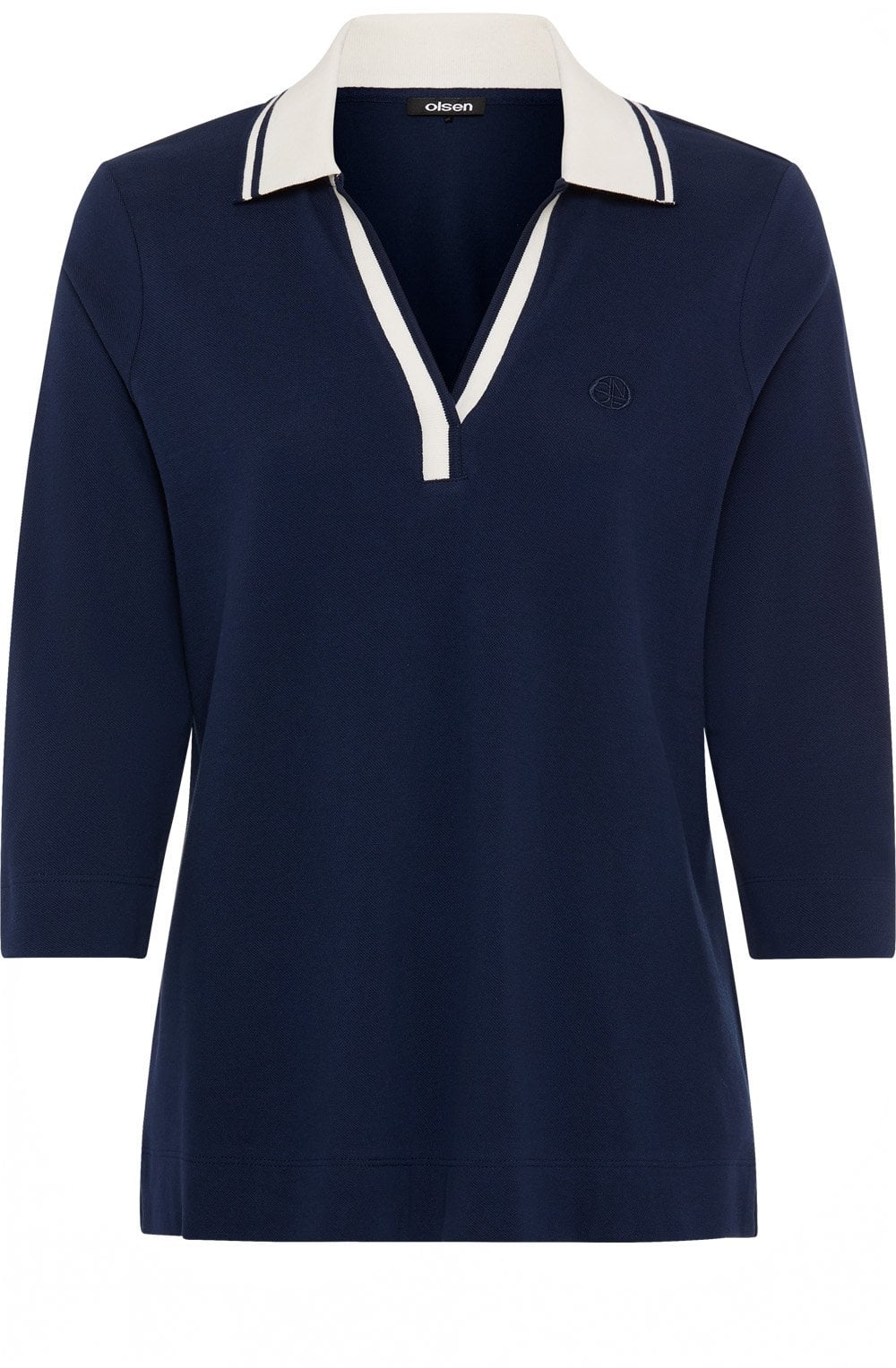 Ink Blue Contrast Collar Hannah Polo Top