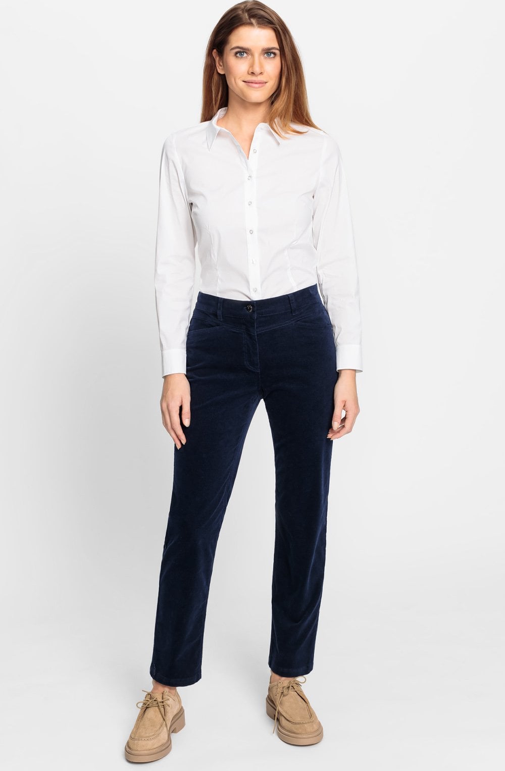 Ink Blue Corduroy Lisa Straight Trousers