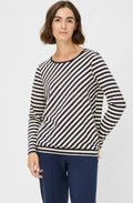 Ink Blue Diagonal Stripe and Stud Design Clara Top