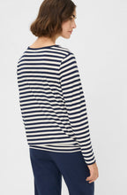 Ink Blue Diagonal Stripe and Stud Design Clara Top