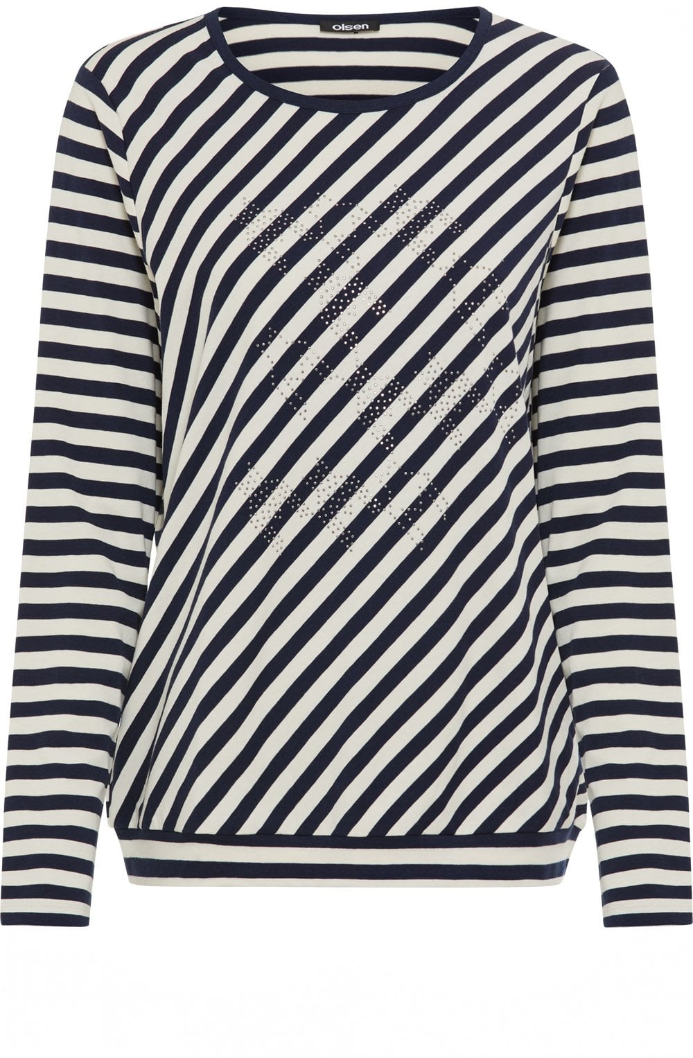 Ink Blue Diagonal Stripe and Stud Design Clara Top