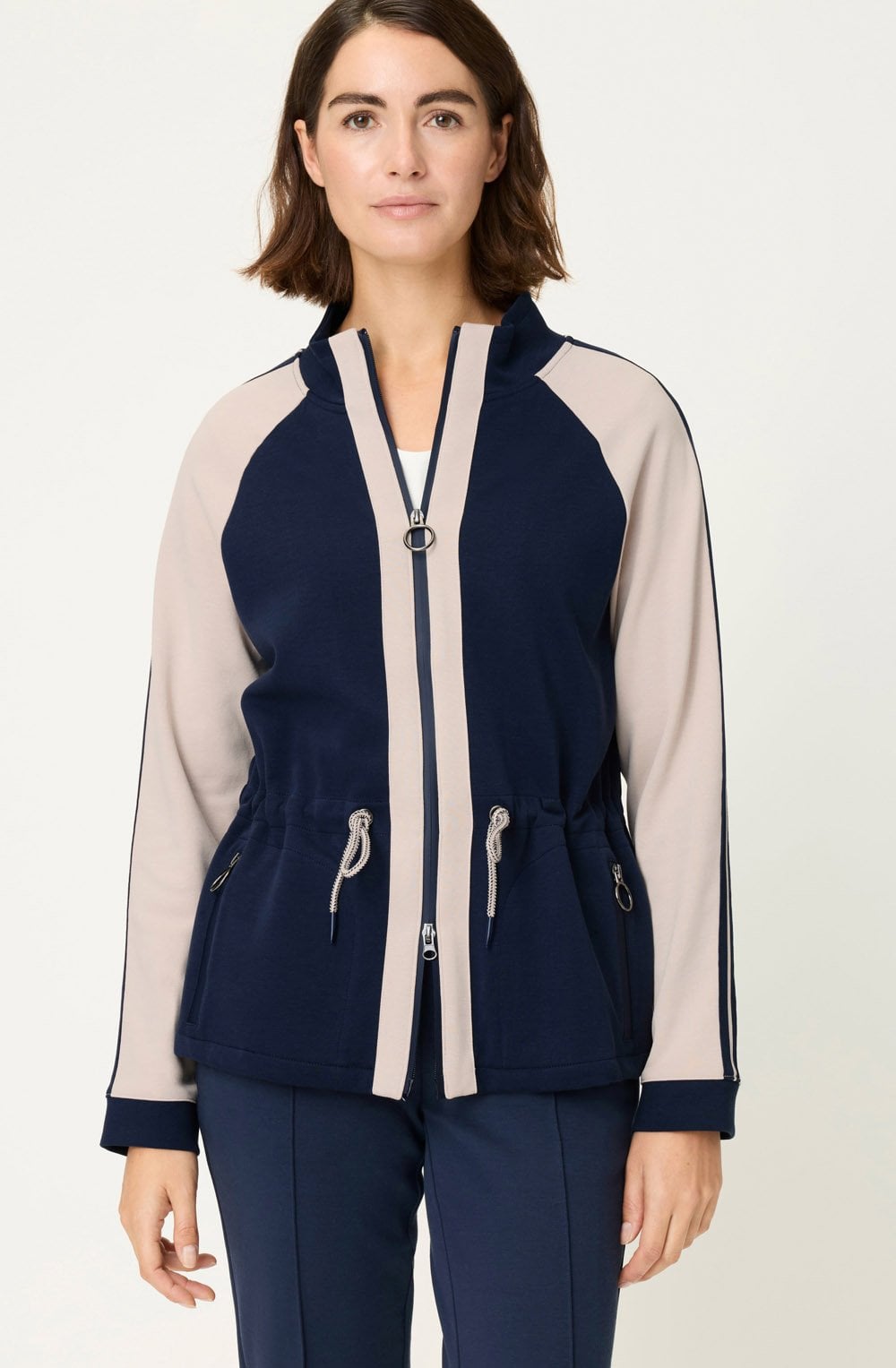 Ink Blue Drawstring Waist Henny Jersey Jacket