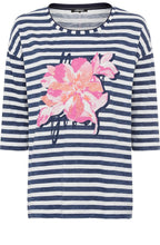 Ink Blue Floral and Stripes Cosima Relaxed Top