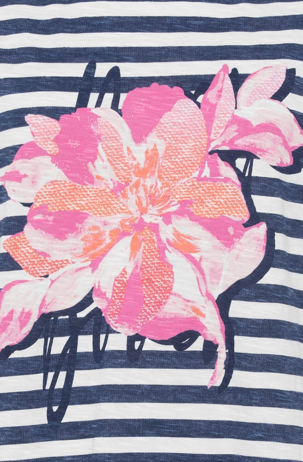 Ink Blue Floral and Stripes Cosima Relaxed Top