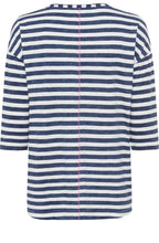 Ink Blue Floral and Stripes Cosima Relaxed Top