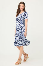 Ink Blue Floral Jersey Knee Length Dress
