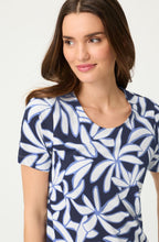 Ink Blue Floral Jersey Knee Length Dress
