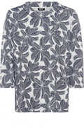 Ink Blue Floral Ribbed Henny Top