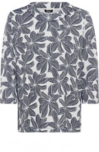 Ink Blue Floral Ribbed Henny Top
