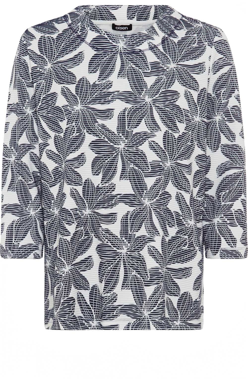 Ink Blue Floral Ribbed Henny Top