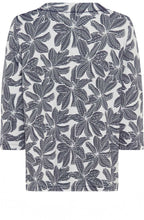 Ink Blue Floral Ribbed Henny Top