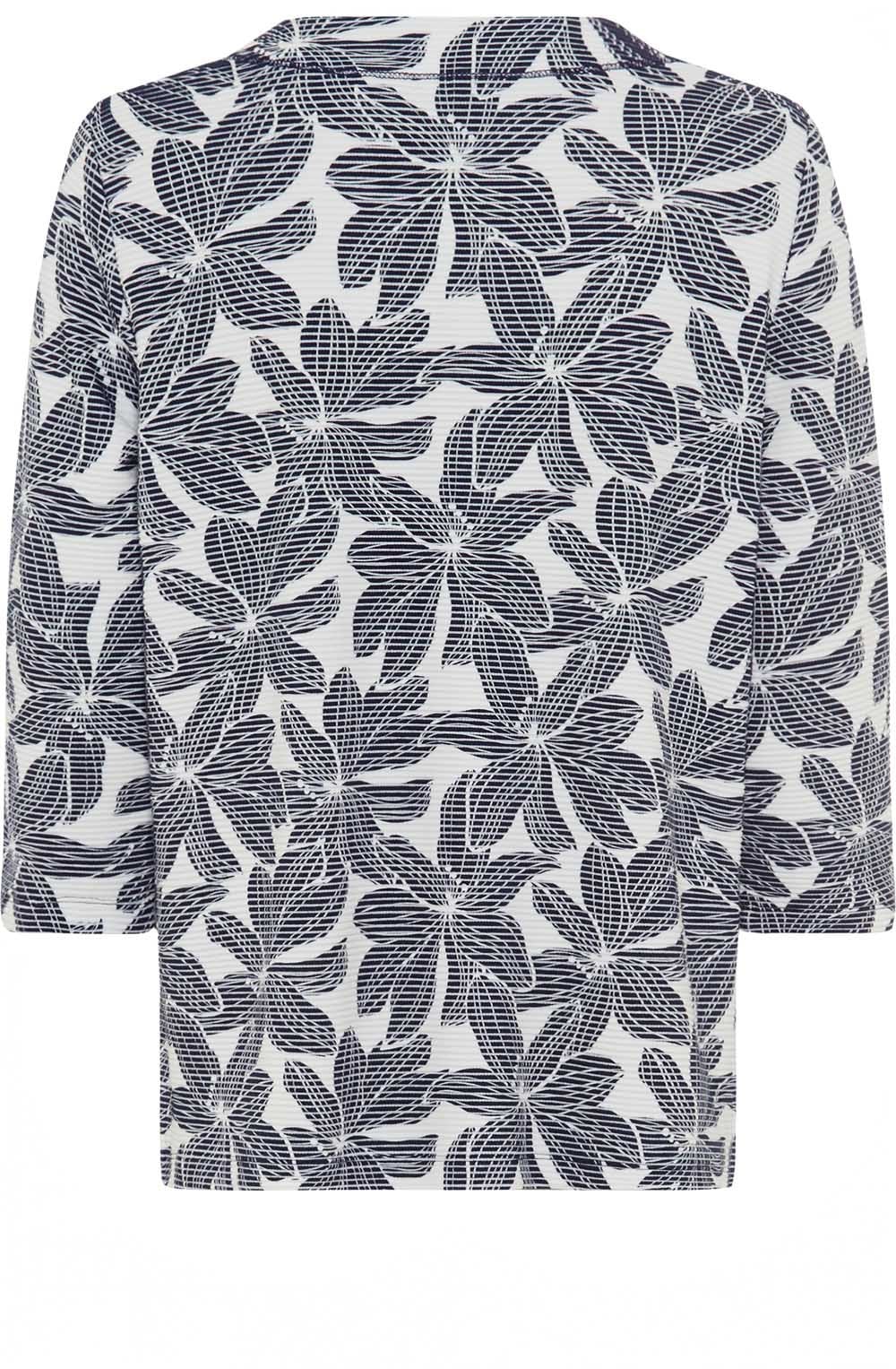 Ink Blue Floral Ribbed Henny Top