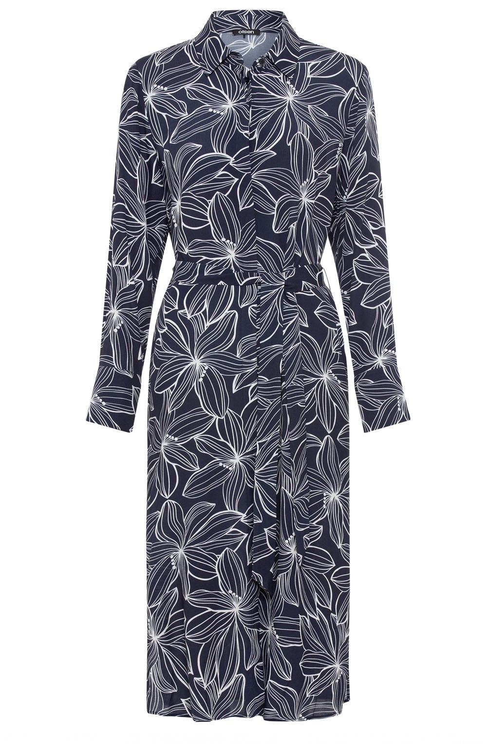 Ink Blue Floral Shirt Dress