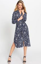 Ink Blue Floral Shirt Dress