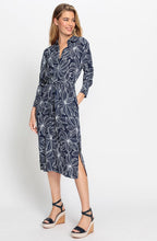 Ink Blue Floral Shirt Dress