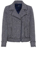 Ink Blue Frayed Edge Boucle Jacket