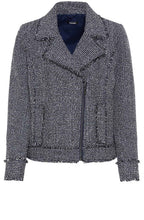 Ink Blue Frayed Edge Boucle Jacket