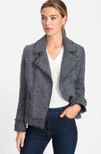 Ink Blue Frayed Edge Boucle Jacket