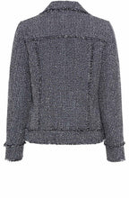 Ink Blue Frayed Edge Boucle Jacket