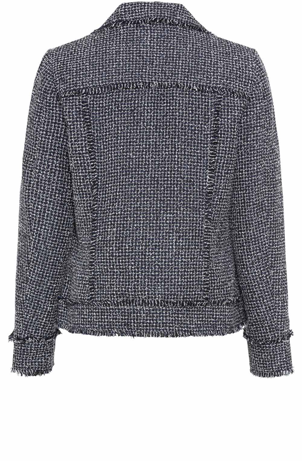 Ink Blue Frayed Edge Boucle Jacket