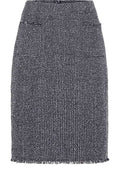 Ink Blue Frayed Edge Boucle Pencil Skirt