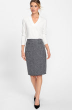 Ink Blue Frayed Edge Boucle Pencil Skirt