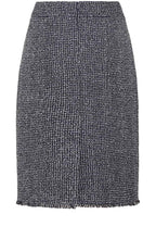 Ink Blue Frayed Edge Boucle Pencil Skirt